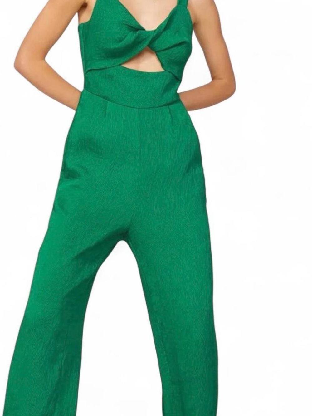 NWT ORANGE Endless Rose Soft Touch Plisse Twist Jumpsuit Zipper Pockets Medium